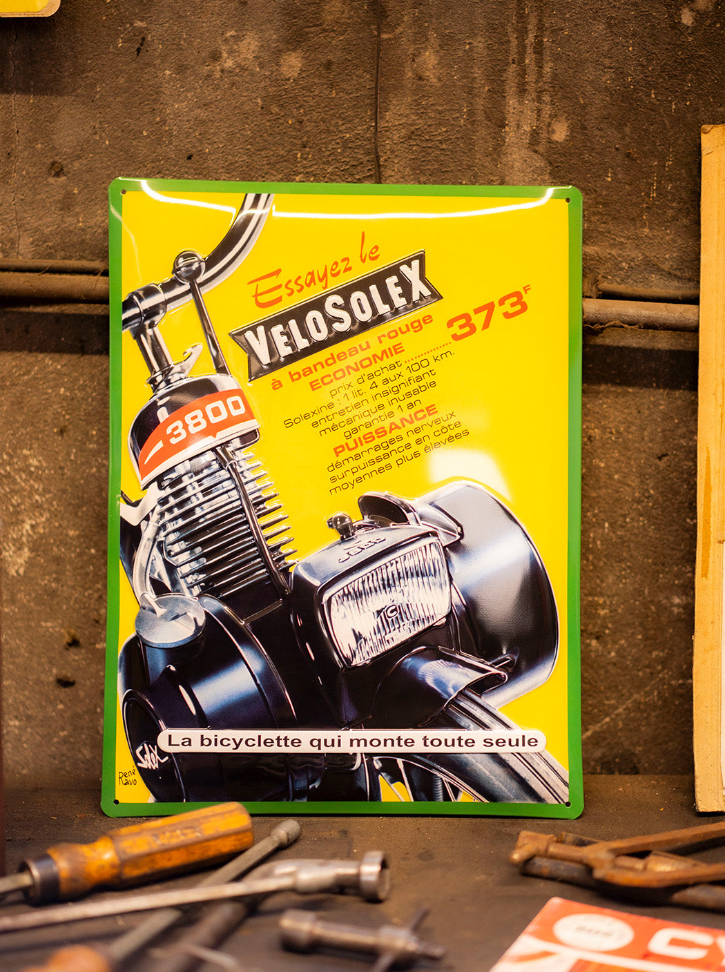 Plaque émaillée Ronde VéloSolex – Enseigne Métal Publicitaire Neuve